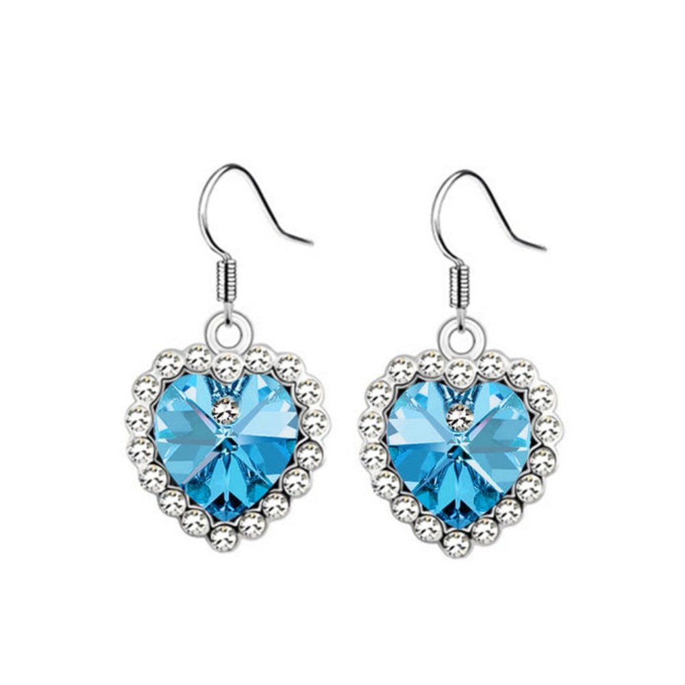 New Rhinestone Heart Dangle Earrings, Ships in 1-2 Business
